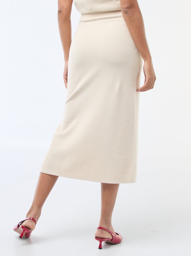 Gonna in maglia soffice con effetto drappeggio Beige - Kiabi