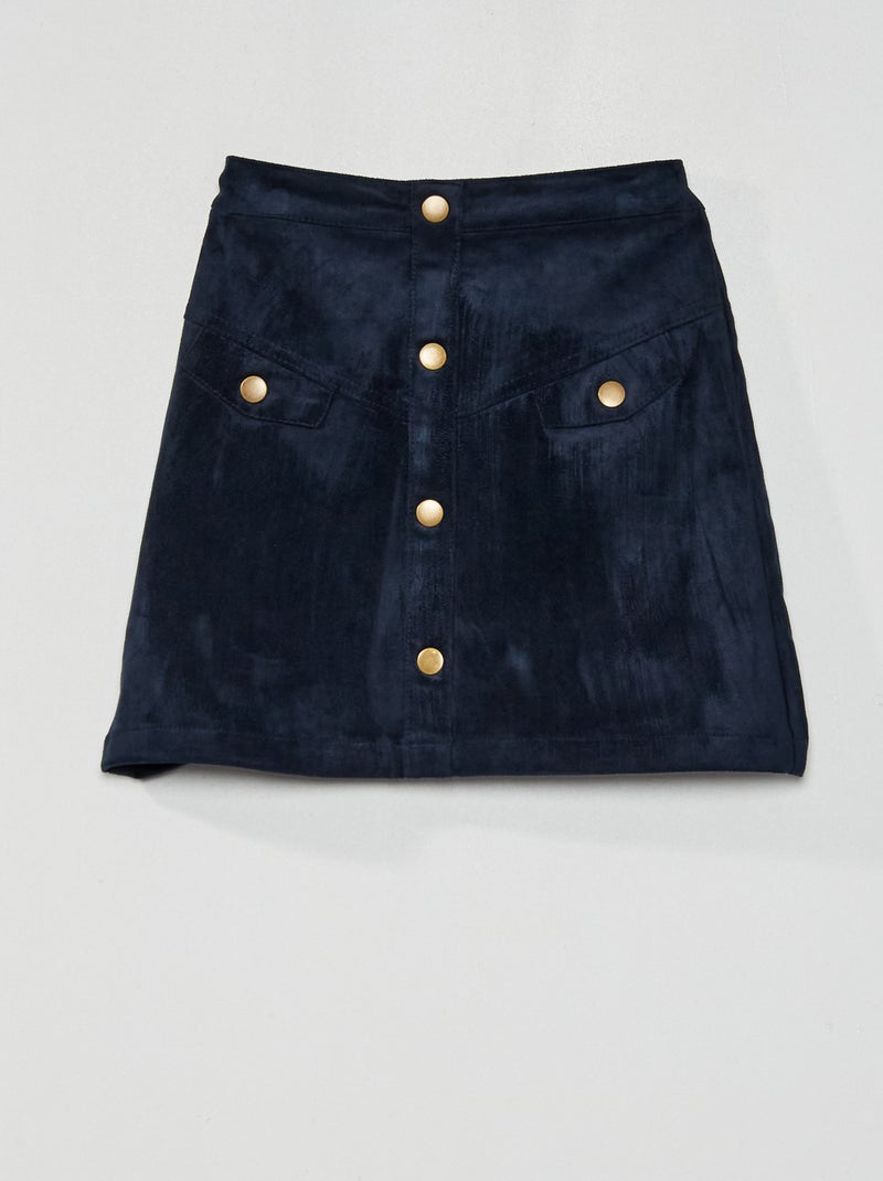 Gonna in pelle scamosciata blu - Kiabi