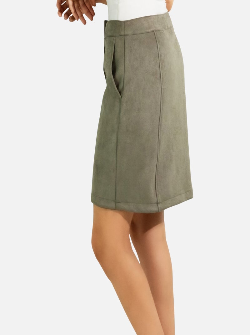 Gonna in pelle scamosciata Kebello Grigio - Kiabi