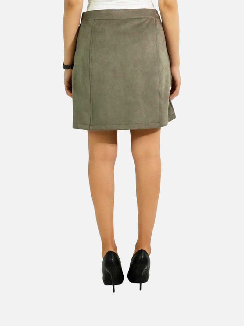 Gonna in pelle scamosciata Kebello Grigio - Kiabi