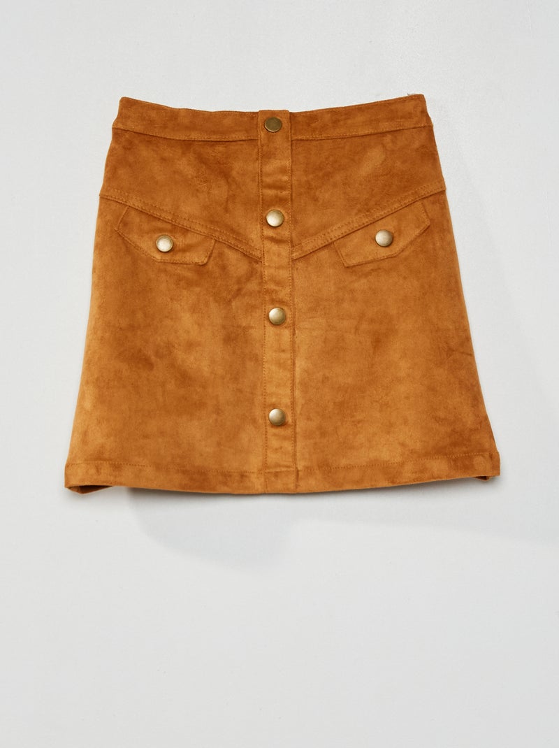 Gonna in pelle scamosciata MARRONE - Kiabi