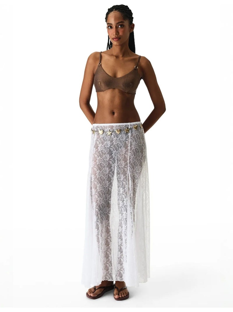 Gonna in pizzo da donna penti Bianco - Kiabi