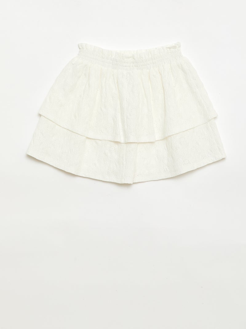 Gonna in pizzo sangallo e balze Bianco - Kiabi