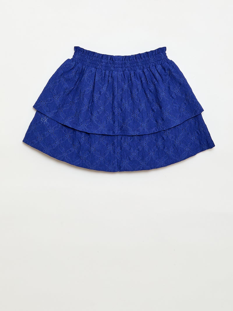 Gonna in pizzo sangallo e balze Blu - Kiabi
