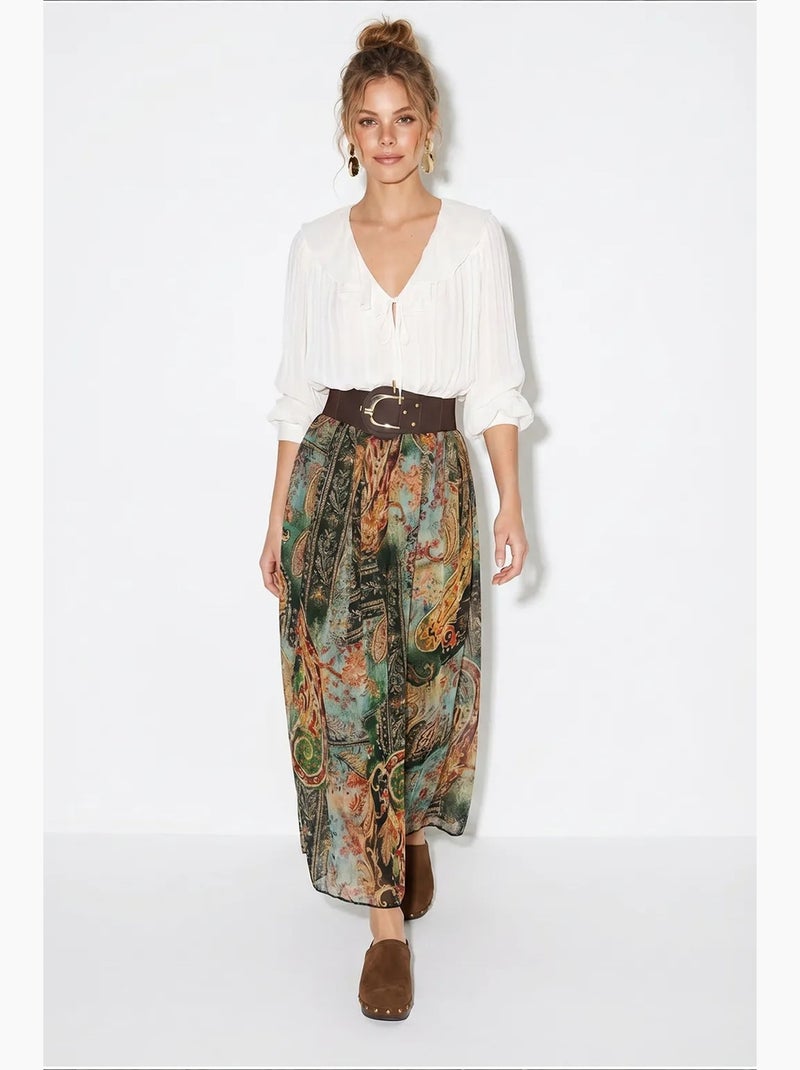 Gonna in poliestere ed elastan lucci Verde - Kiabi