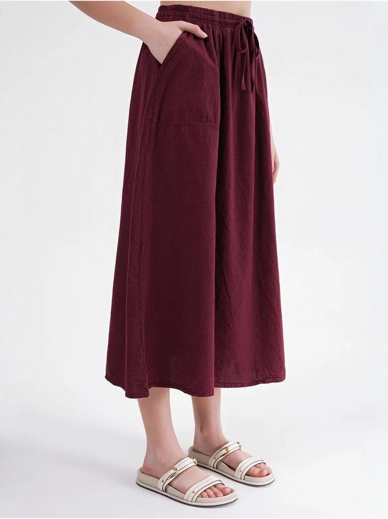 Gonna in popeline a vita alta con dettaglio coulisse mixray Rosso bordeaux - Kiabi