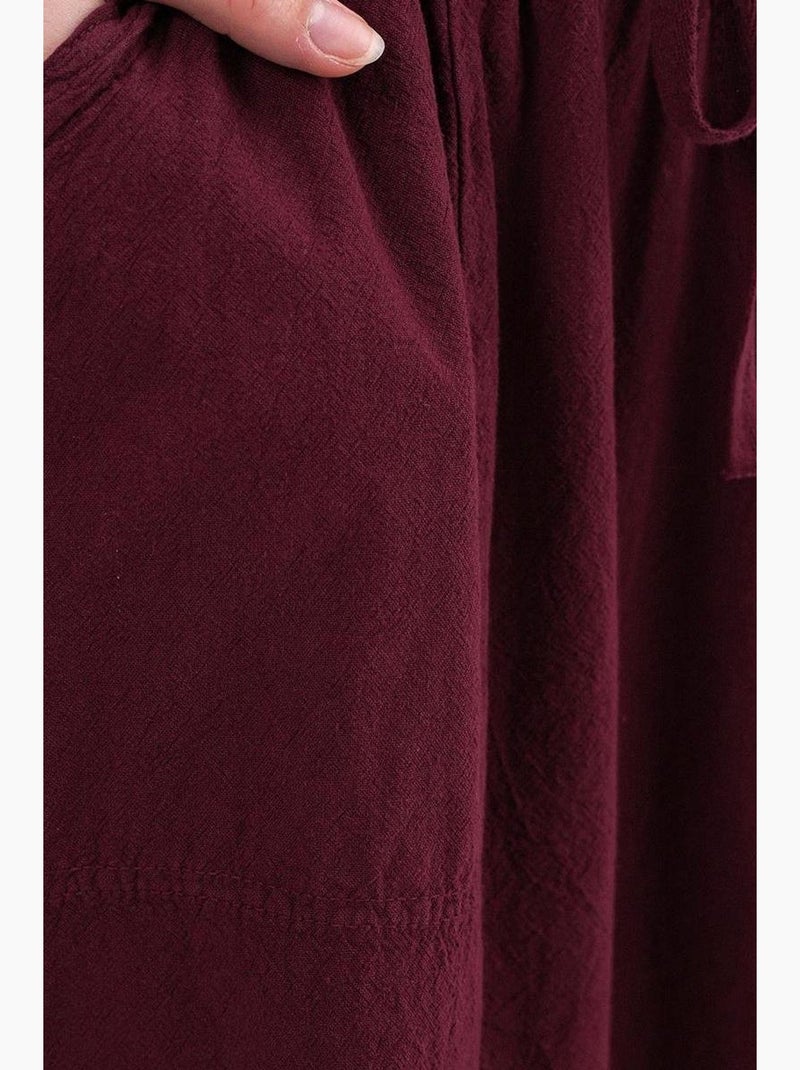 Gonna in popeline a vita alta con dettaglio coulisse mixray Rosso bordeaux - Kiabi