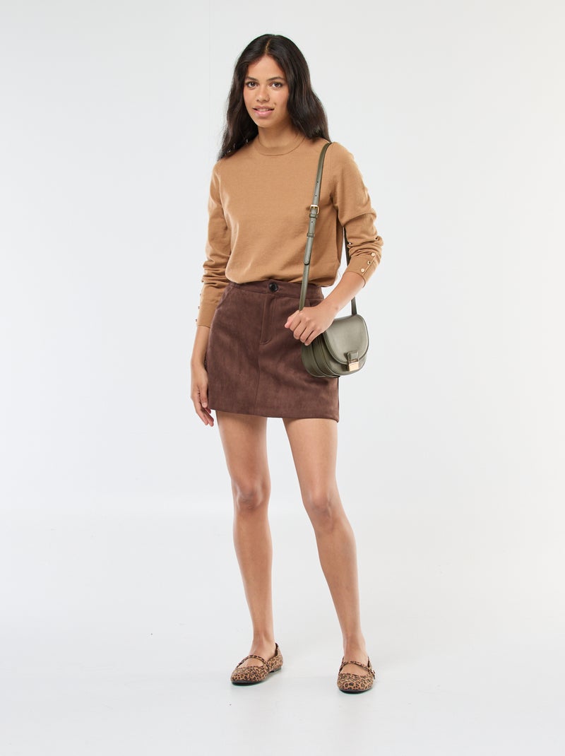Gonna in simil suede con shorts interni Marrone - Kiabi