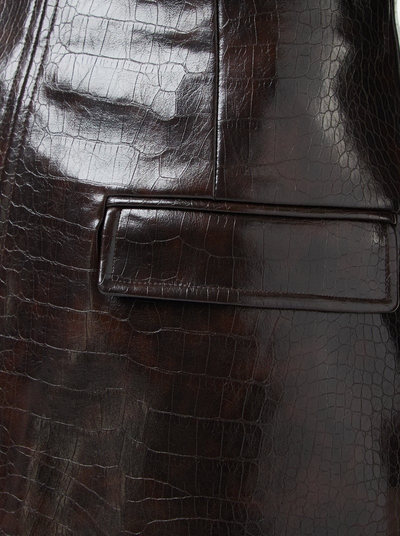 Gonna in similpelle 'effetto serpente' con tasche a pattina Marrone - Kiabi