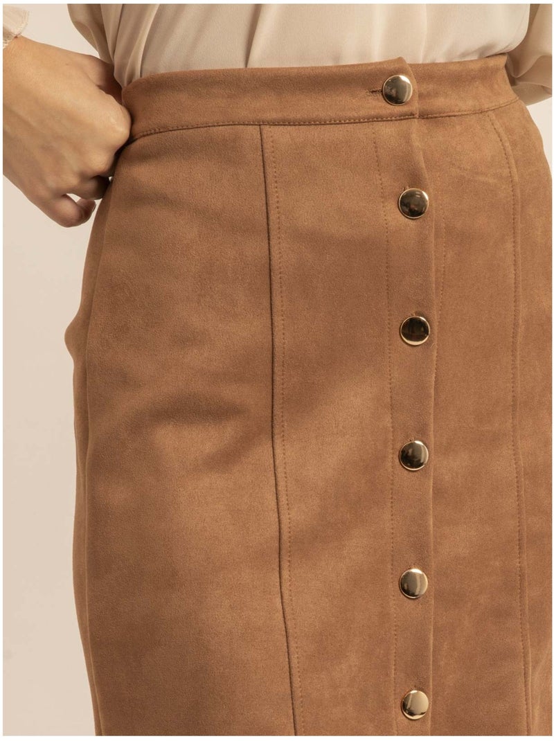 Gonna in suedine XATARDIE Marrone caramello - Kiabi