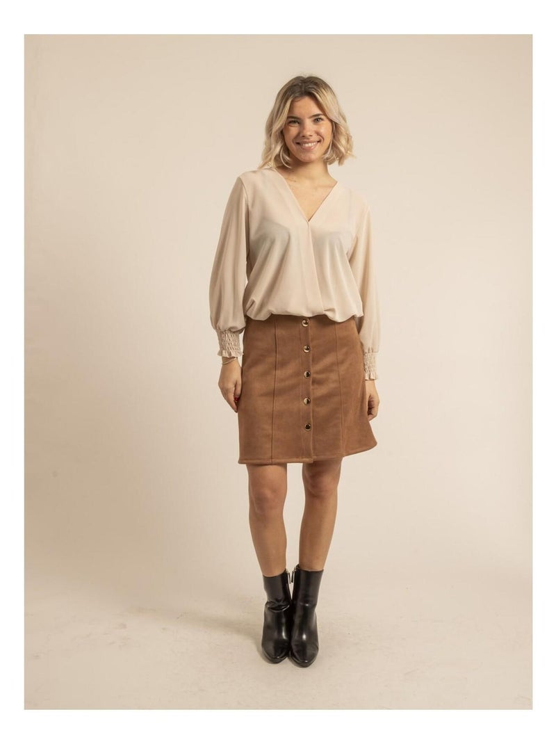 Gonna in suedine XATARDIE Marrone caramello - Kiabi