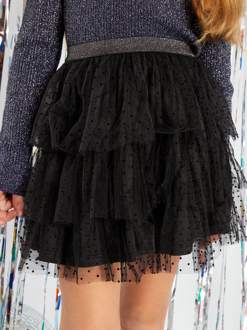 Gonna in tulle motivo a pois NERO - Kiabi