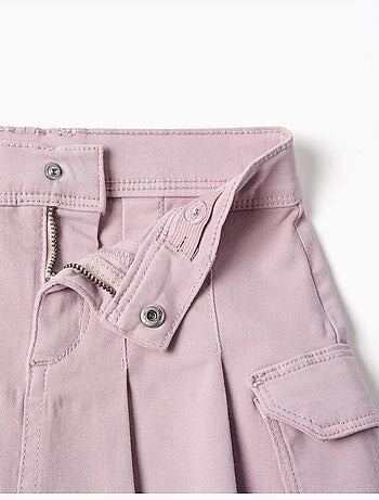 Gonna in twill con pieghe e tasche cargo