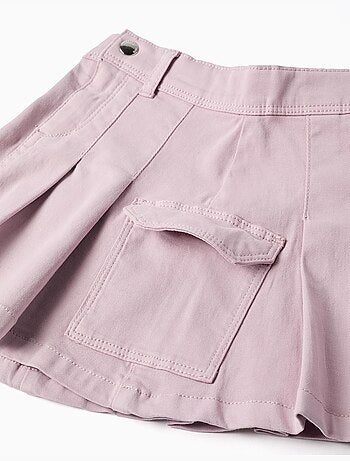 Gonna in twill con pieghe e tasche cargo