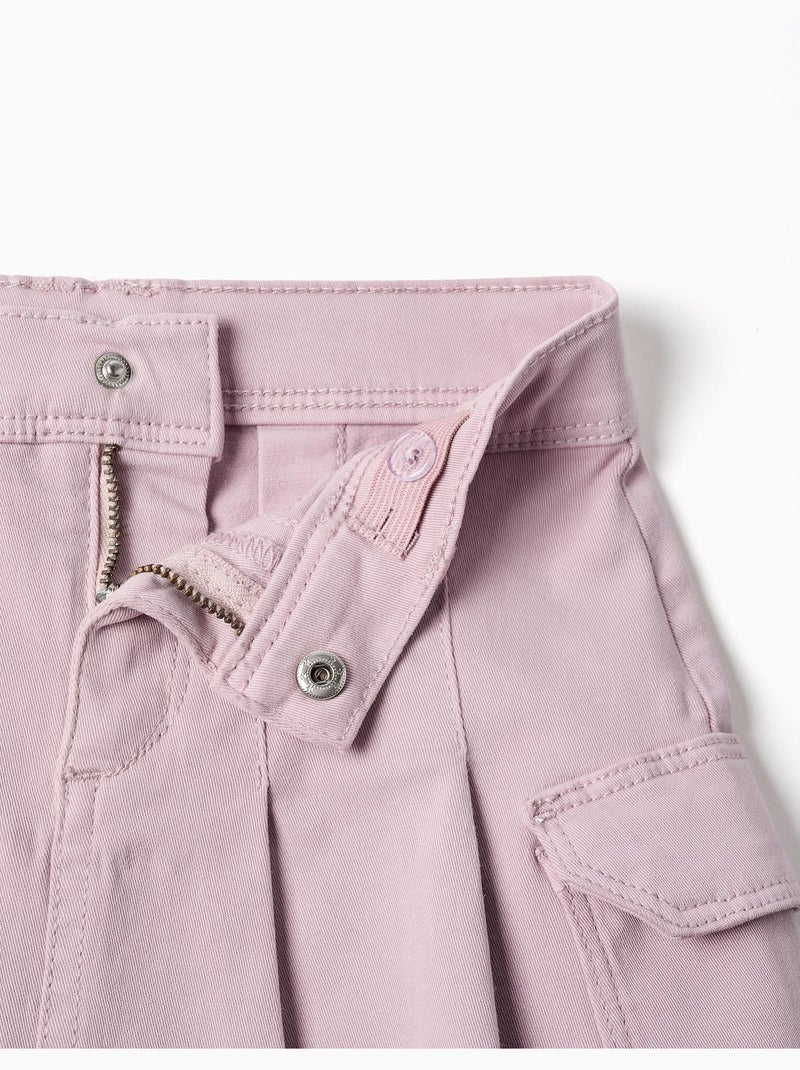 Gonna in twill con pieghe e tasche cargo Malva lilla - Kiabi
