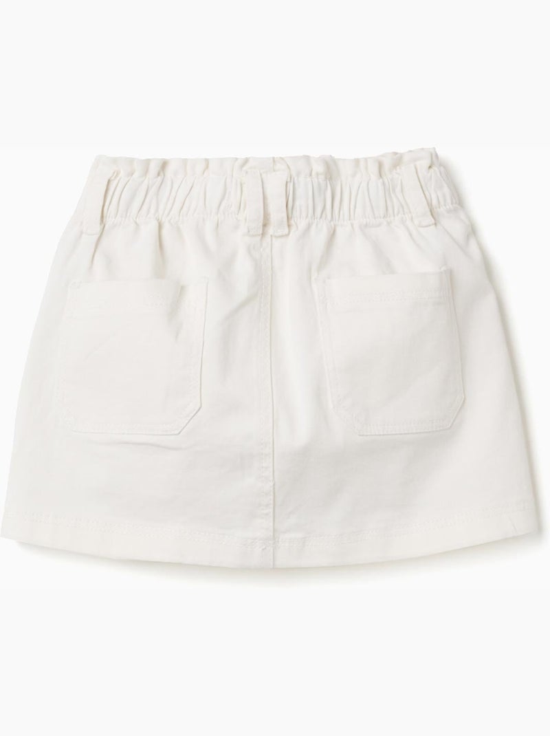 Gonna in twill con vita paperbag e tasche Bianco - Kiabi