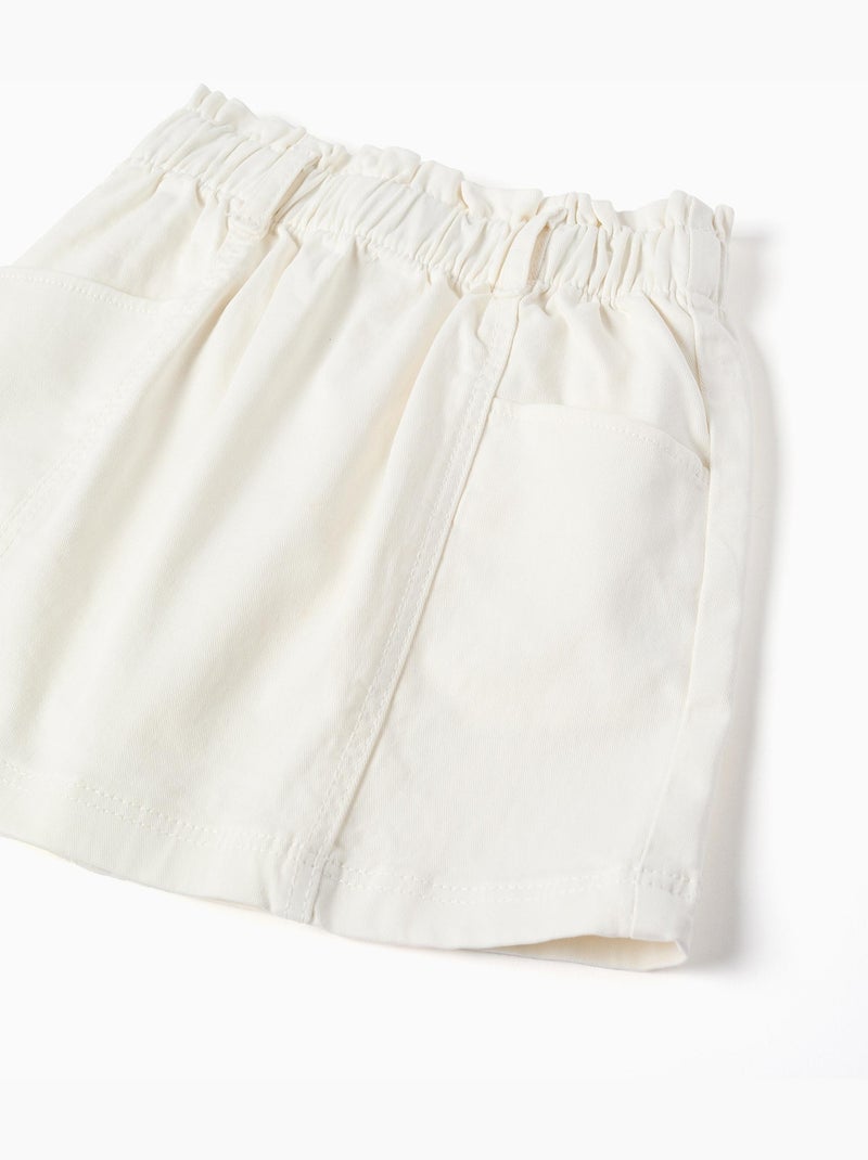 Gonna in twill con vita paperbag e tasche Bianco - Kiabi