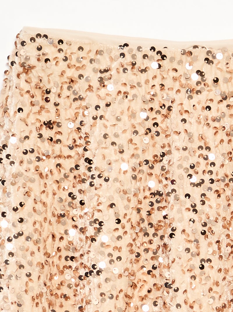 Gonna in velluto con paillettes Beige - Kiabi