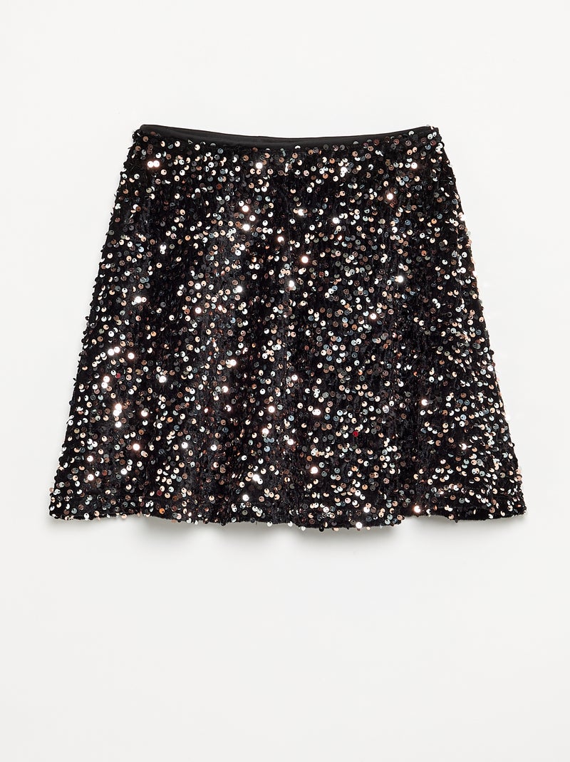 Gonna in velluto con paillettes Nero - Kiabi