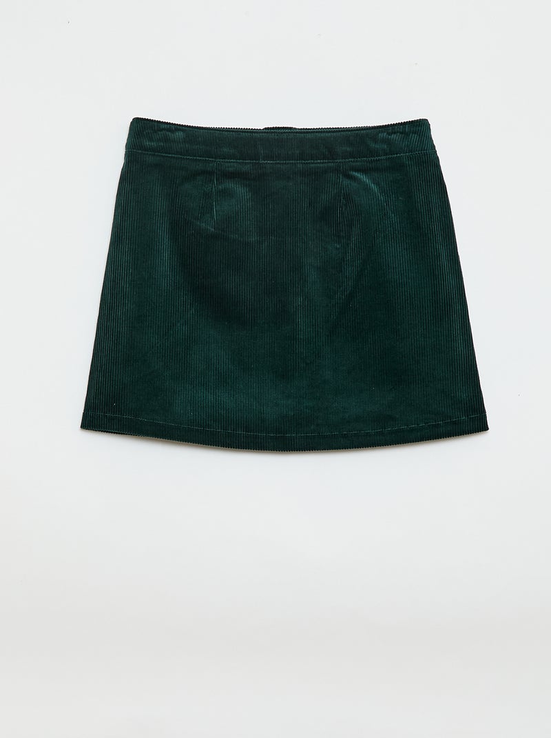 Gonna in velluto taglio corto e dritto Verde - Kiabi