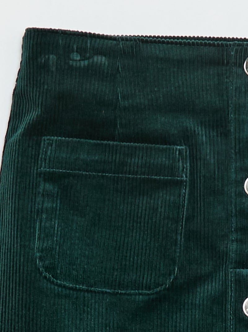 Gonna in velluto taglio corto e dritto Verde - Kiabi