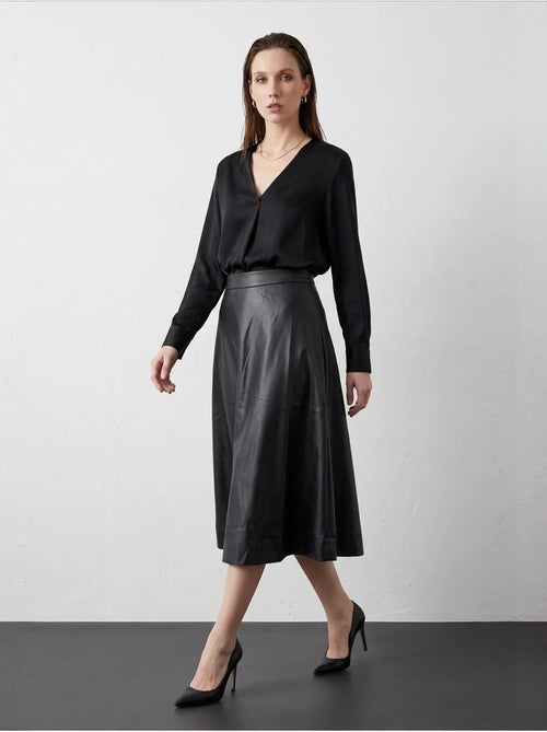 Gonna longuette a trapezio in similpelle a vita alta my fashion - Kiabi