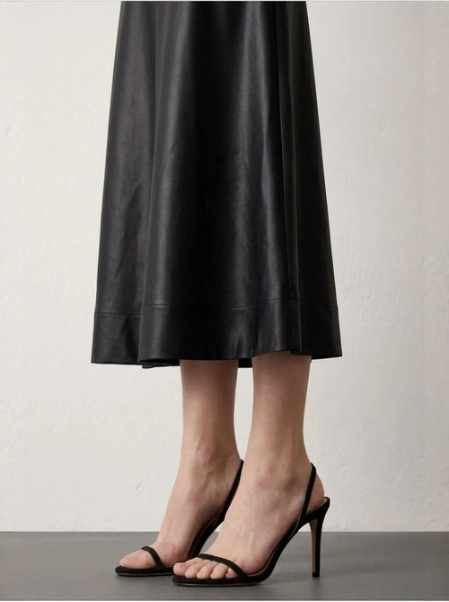 Gonna longuette a trapezio in similpelle a vita alta my fashion - Kiabi