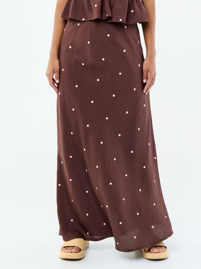 Gonna lunga a pois Marrone - Kiabi