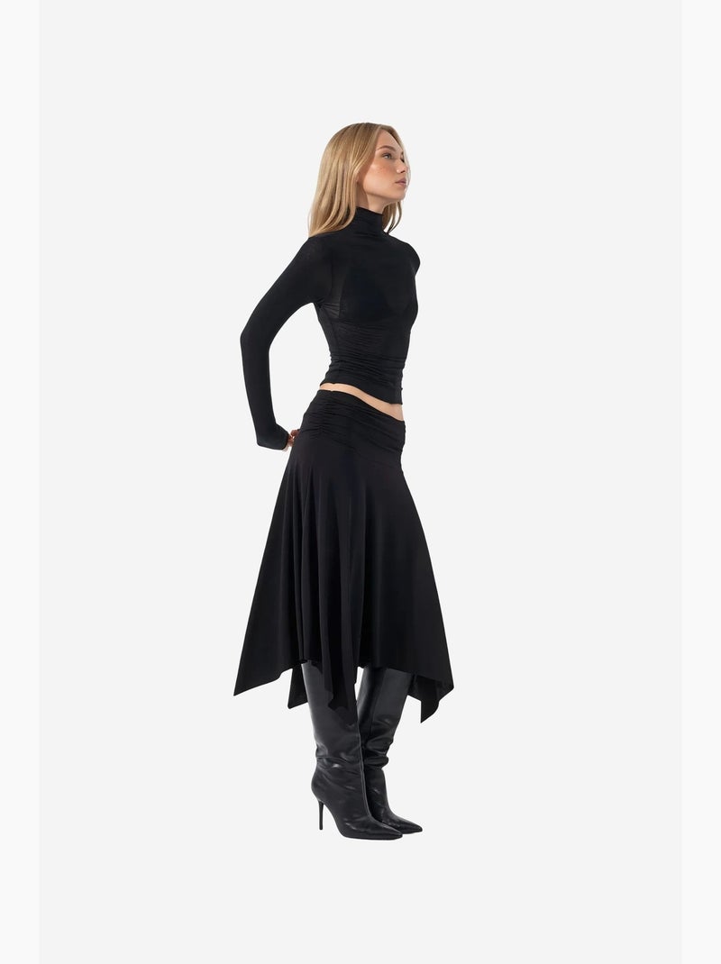 Gonna lunga a vita alta con dettaglio drappeggiato busem Nero - Kiabi