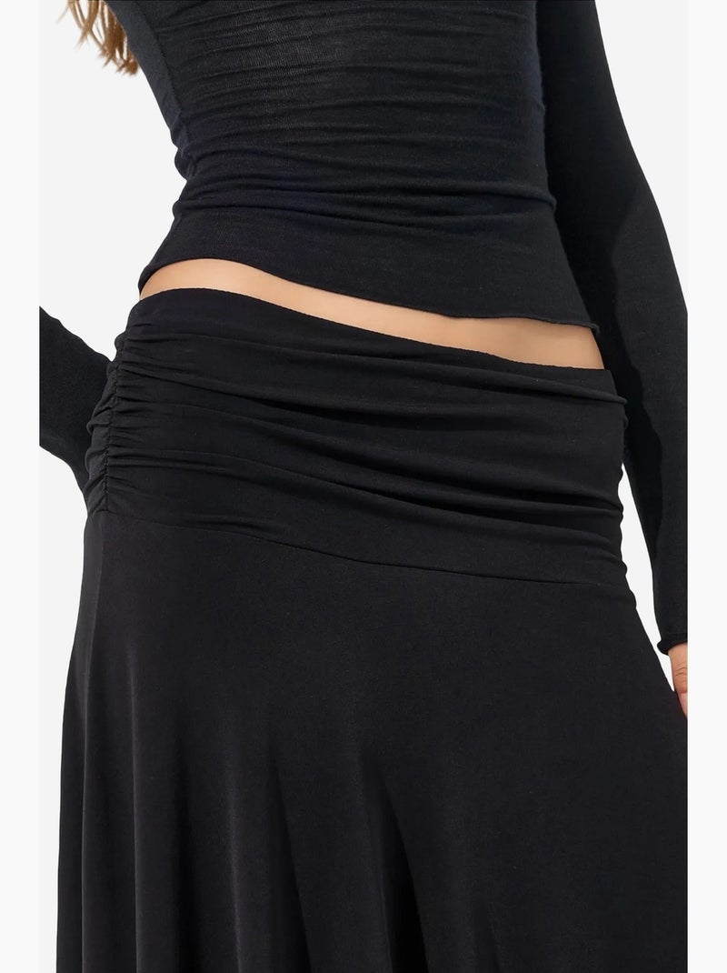 Gonna lunga a vita alta con dettaglio drappeggiato busem Nero - Kiabi