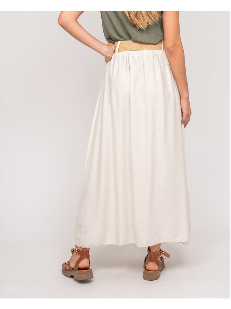 Gonna lunga abbottonata con cintura XETO Beige - Kiabi