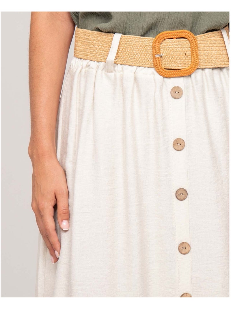 Gonna lunga abbottonata con cintura XETO Beige - Kiabi