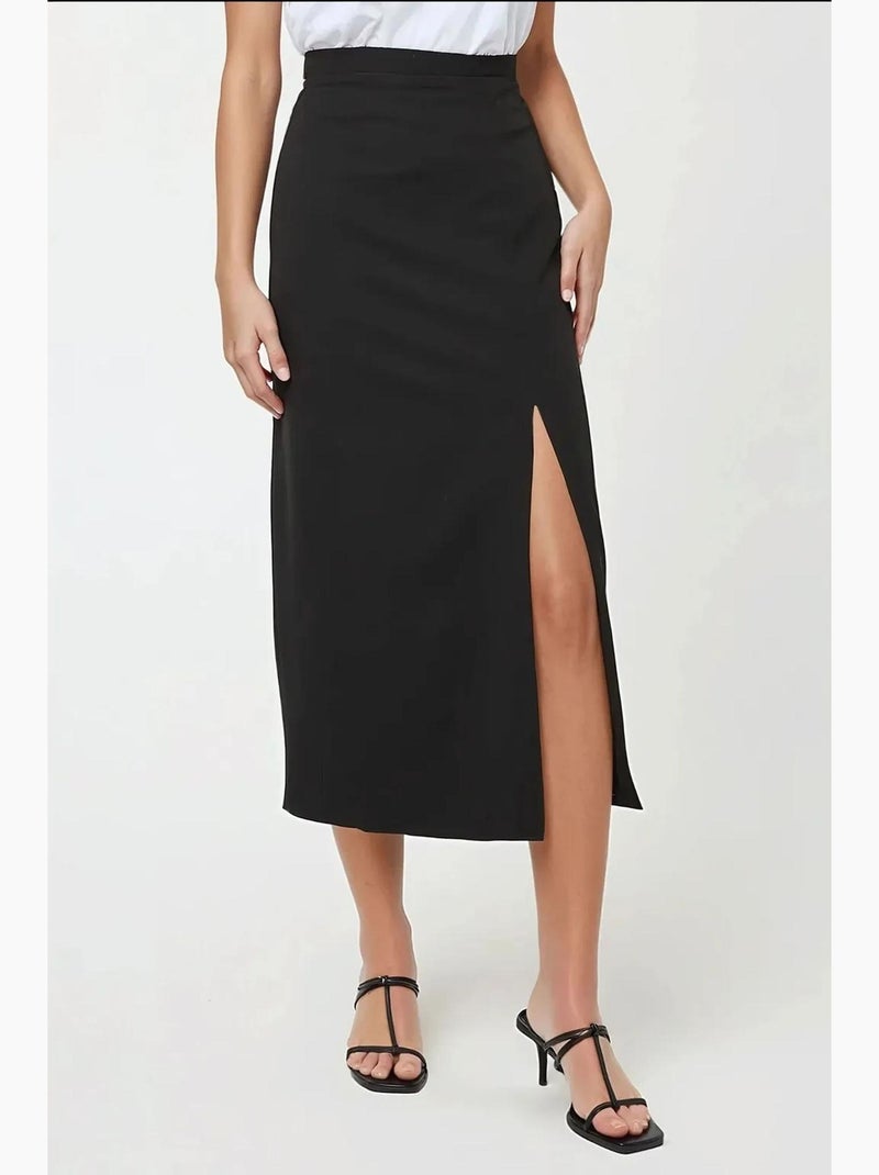 Gonna lunga aderente con spacco hiccup Nero - Kiabi