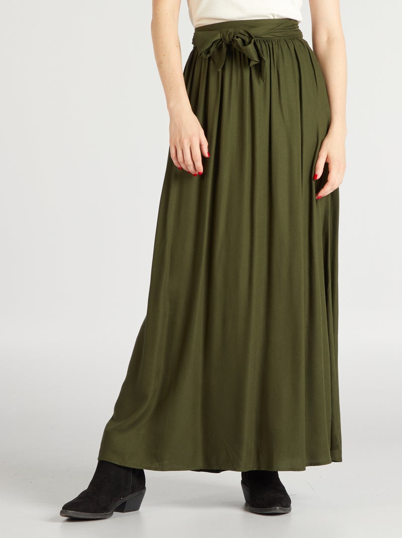 Gonna lunga con cintura da annodare VERDE - Kiabi