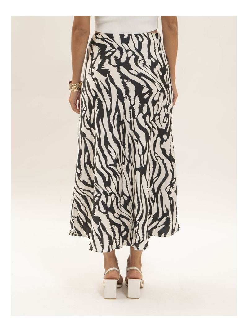 Gonna lunga con motivo zebrato XORANIA Nero - Kiabi