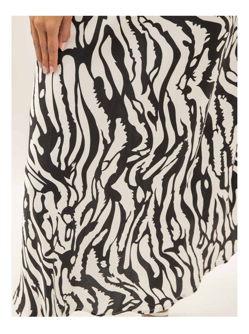 Gonna lunga con motivo zebrato XORANIA Nero - Kiabi