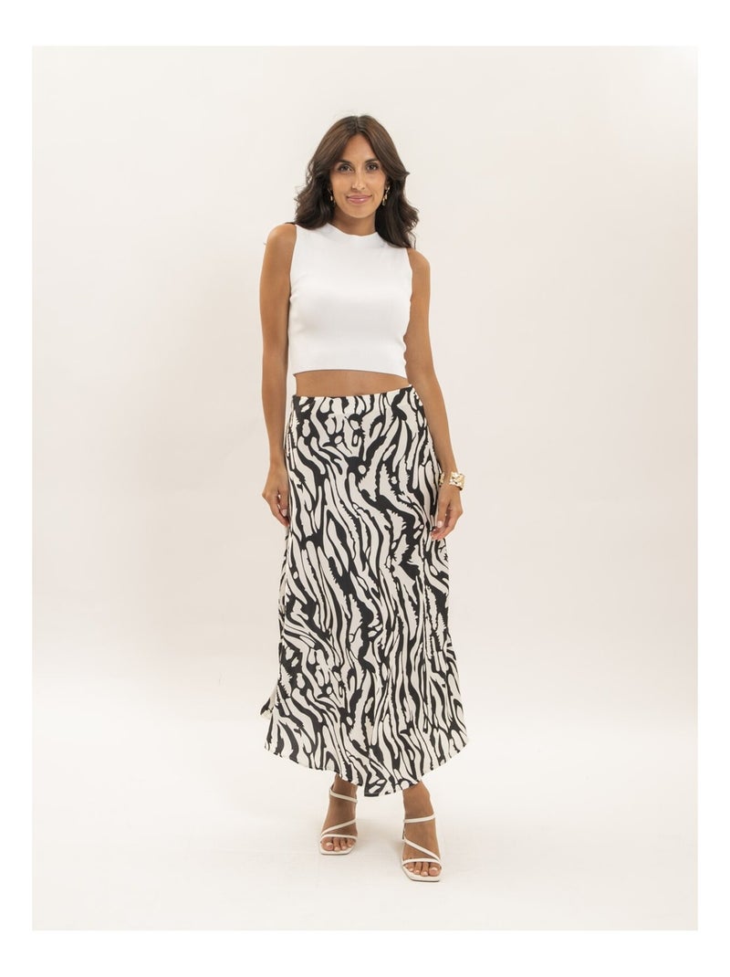 Gonna lunga con motivo zebrato XORANIA Nero - Kiabi