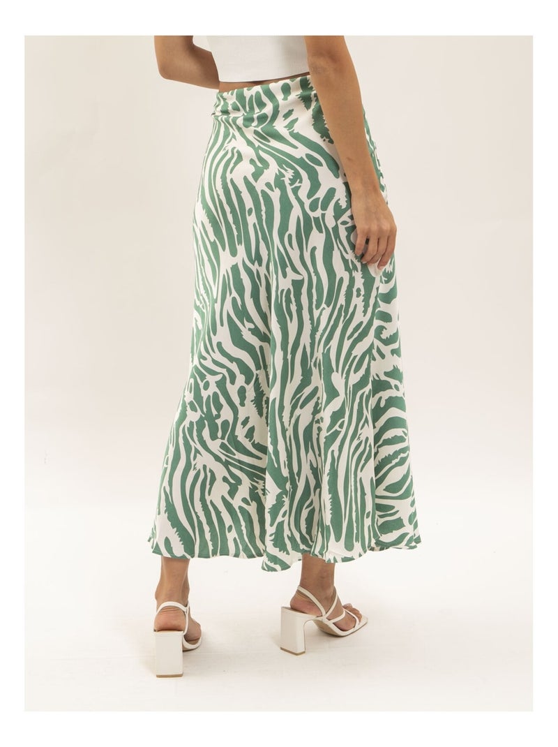 Gonna lunga con motivo zebrato XORANIA Verde - Kiabi