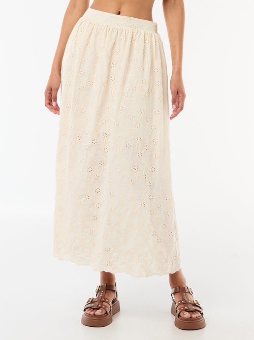 Gonna lunga con ricamo inglese - Kiabi