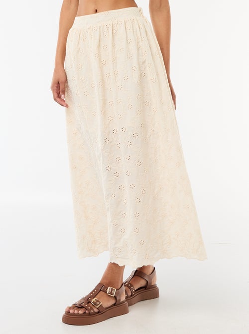Gonna lunga con ricamo inglese - Kiabi