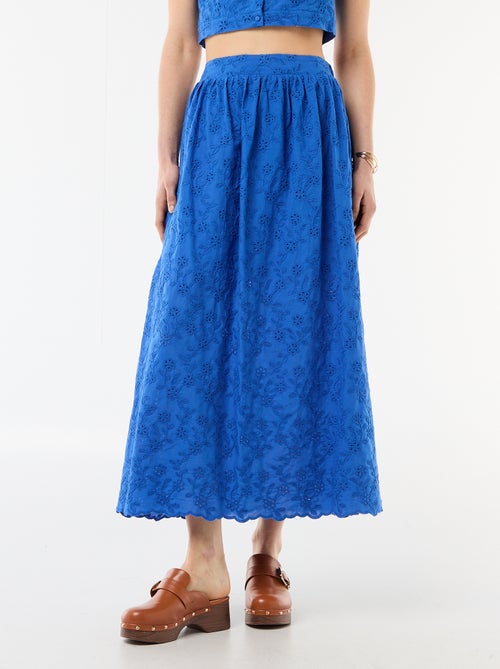 Gonna lunga con ricamo inglese - Kiabi