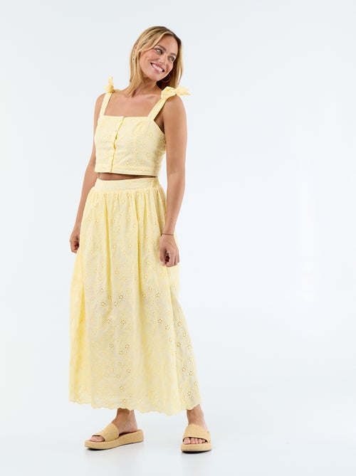 Gonna lunga con ricamo inglese - Kiabi