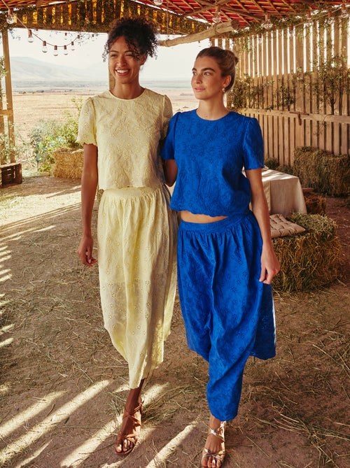 Gonna lunga con ricamo inglese - Kiabi