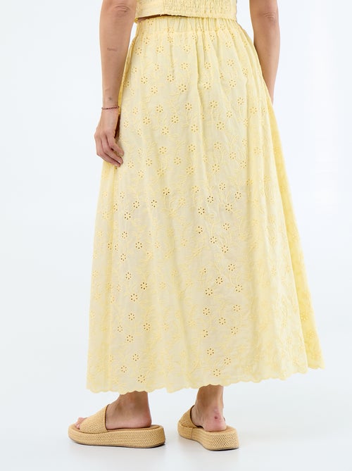 Gonna lunga con ricamo inglese - Kiabi