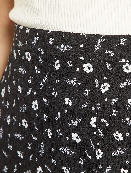 Gonna lunga con spacco in maglia goffrata a fiori - NERO - Kiabi - 12.00€