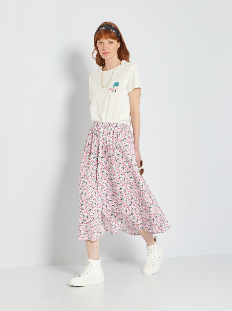 Gonna lunga con stampa a 'fiori' BIANCO - Kiabi