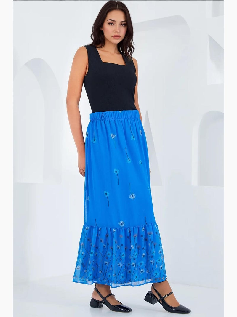 Gonna lunga con stampa floreale bdart Blu cobalto - Kiabi
