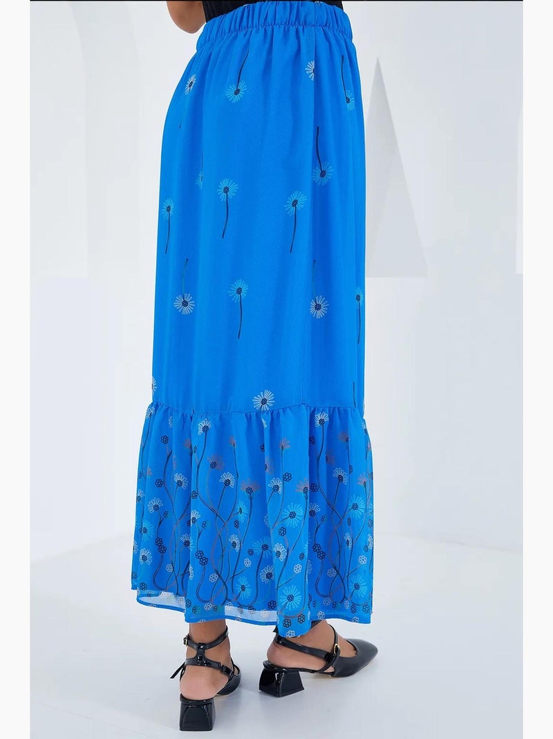 Gonna lunga con stampa floreale bdart Blu cobalto - Kiabi