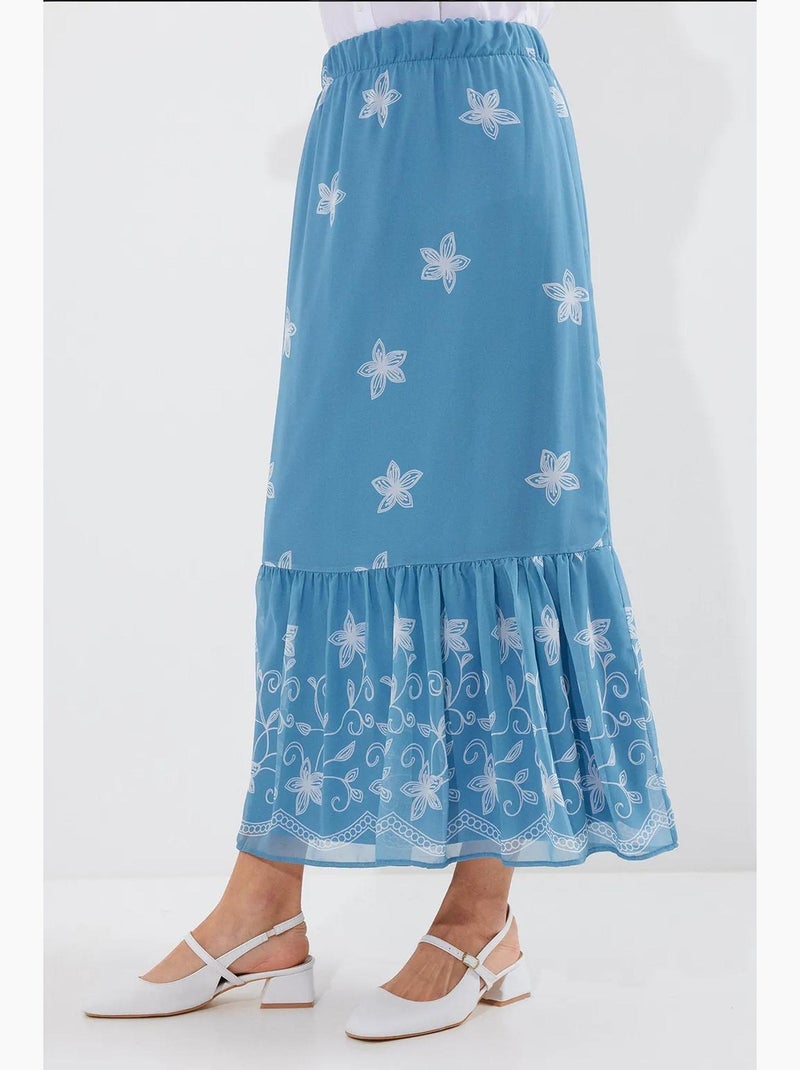 Gonna lunga con stampa floreale bdart Blu zaffiro - Kiabi