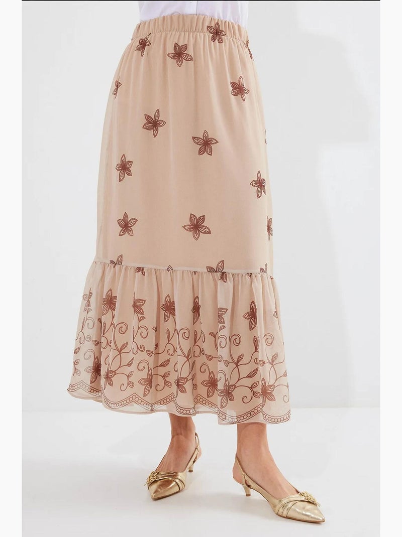 Gonna lunga con stampa floreale bdart Cammello - Kiabi